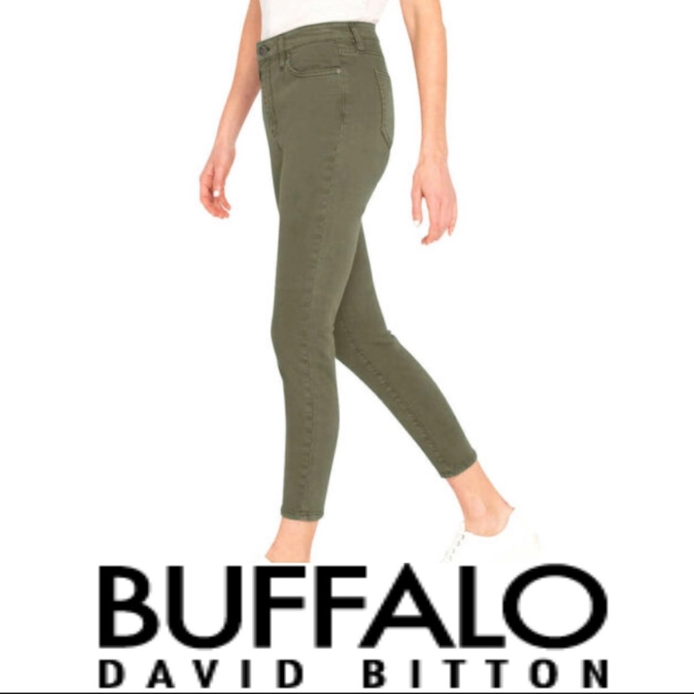 Buffalo David Bitton Havana High Rise Jeans Women Size 14 Sage Green Ankle Pant